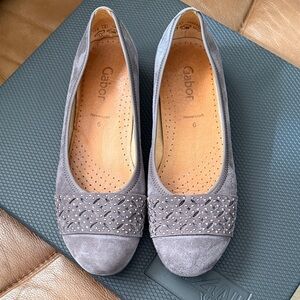 Gabor Hovercraft Gray Suede Embellished Loafers Slip on Shoes Size 9